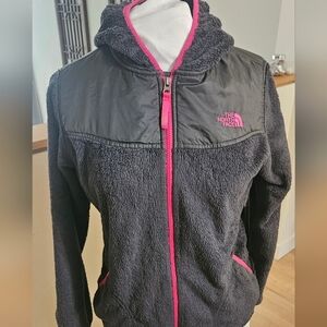 The North Face Dark Suave Oso Gray Sherpa/Fleece Full Zip Hooded Jacket Sz XL 18